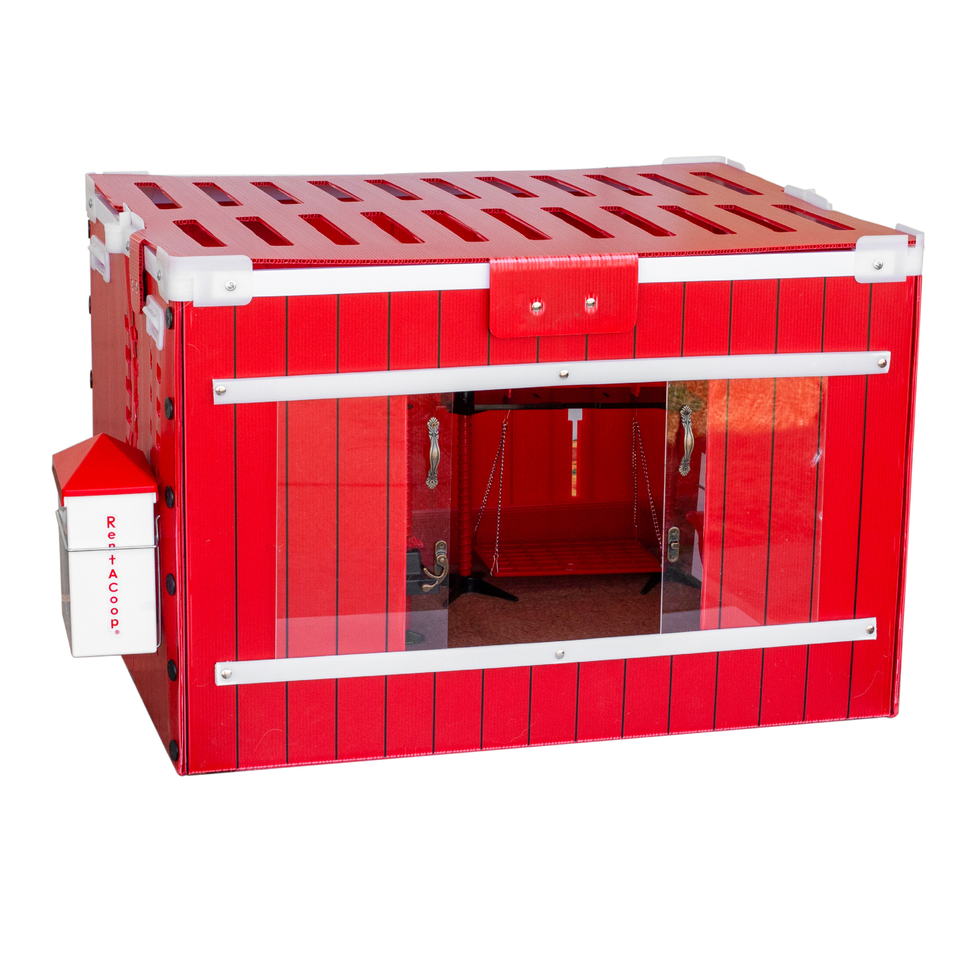 RentACoop, Little Red Barn Brooder All-In-One Set Complete with Feeder, Waterer, Heating Plate, Swing, Jute Liners, and Hatchling Liners, Model# BR-CHICK-SET